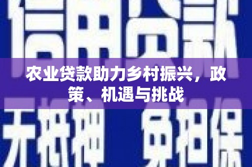 屏南农业贷款助力乡村振兴，政策、机遇与挑战