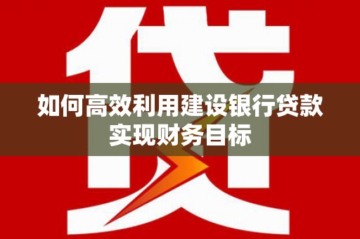 屏南如何高效利用建设银行贷款实现财务目标