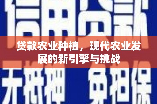 屏南贷款农业种植，现代农业发展的新引擎与挑战