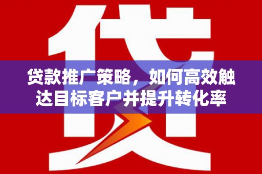 屏南贷款推广策略，如何高效触达目标客户并提升转化率