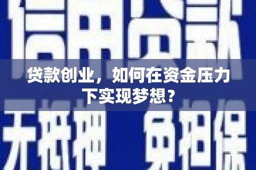 屏南贷款创业，如何在资金压力下实现梦想？