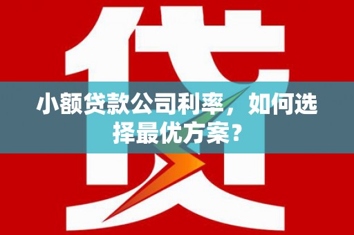 屏南小额贷款公司利率，如何选择最优方案？